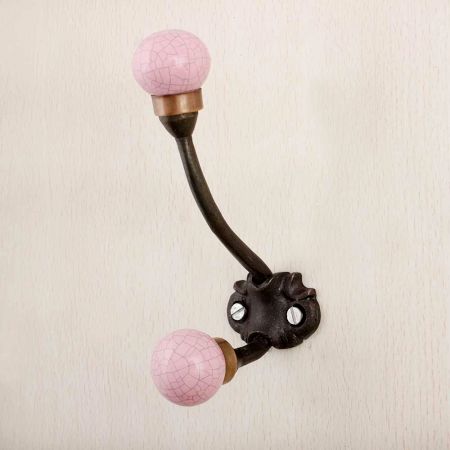 Pink Crackle Iron Hooks-EHG-83
